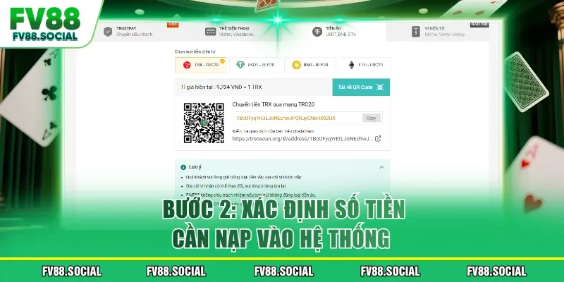 Bước 2: Xác định số tiền cần nạp vào hệ thống 
